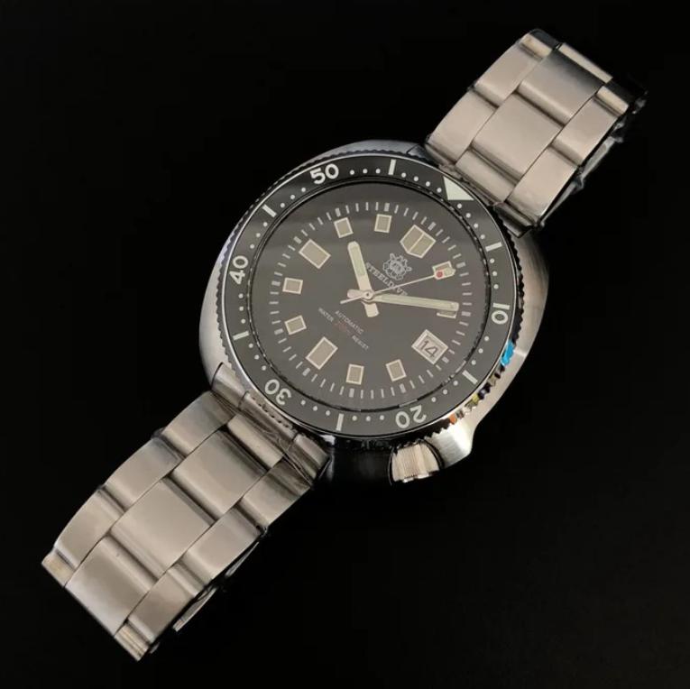 Seiko Watch Prospex - STEELDIVE นาฬิกาข้อมือผู้ชายอัตโนมัติ 43.8 มม.นาฬิกาข้อมือดำน้ำ 20 บาร์กันน้ำกระจกแซฟไฟร์เรืองแสง