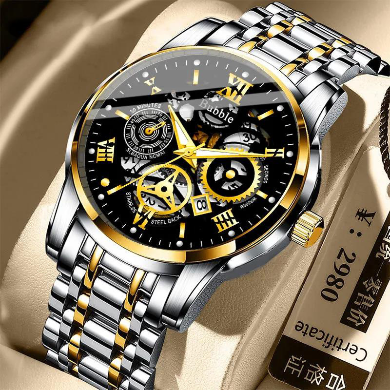 Seiko Watch 5 Sports - UTHAI นาฬิกาสำหรับผู้ชายอินเทรนด์ระดับไฮเอนด์หรูหราอเนกประสงค์นาฬิกาข้อมือควอตซ์กันน้ำโรมันฮอลโลว์นาฬิกาผู้ชาย