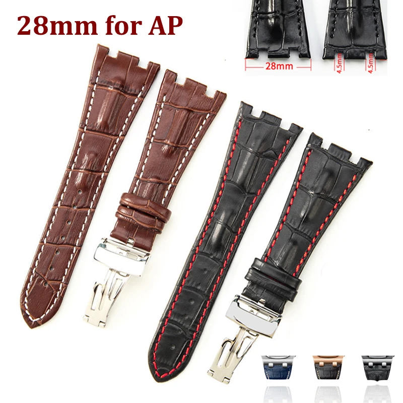 Audemars Piguet Watch Royal Oak - 28 มม.ของแท้ Cowhide สําหรับ Audemars Piguet