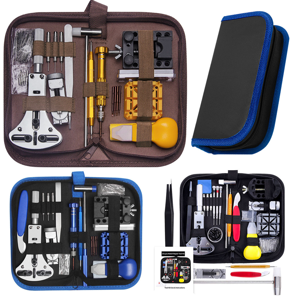 Spring Bar Tool Set - ชุดเครื่องมือซ่อมนาฬิกาแบบมืออาชีพ ชุดเครื่องมือเปลี่ยนแบตเตอรี่นาฬิกา ชุดเครื่องมือถอดสปริงบาร์ แหนบ ค้อน ไขควง
