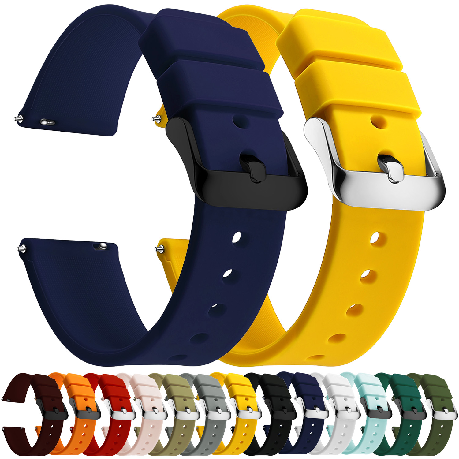 Canvas Strap Watch - สายนาฬิกาซิลิโคน 14/16/18/19/20/21/22/24 มม. สายนาฬิกายางแบบนุ่มด่วน Samsung Galaxy,