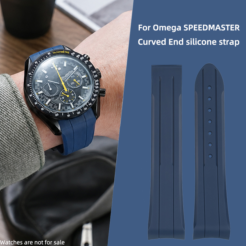 Omega Watch Speedmaster - สายนาฬิกาซิลิโคนขอบโค้ง สำหรับ Omega Speedmaster MoonSwatch ขนาด