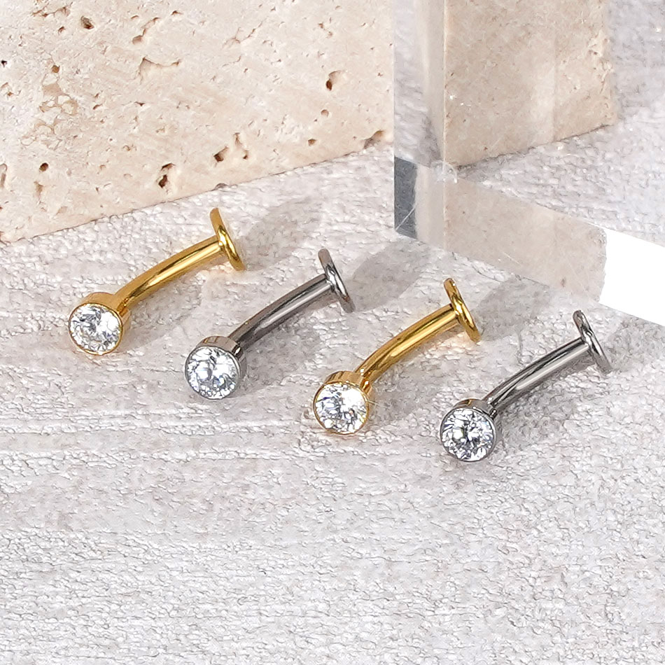 ต่างหูเจาะสะดือไทเทเนียมโค้ง 1 - Curved Spring Bar บทวิจารณ์และราคา