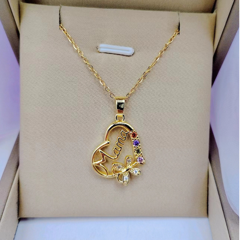 หลายสีคริสตัลหัวใจ Mama Letter - Butterfly Clasp Deployant บทวิจารณ์และราคา